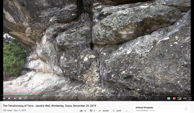 Diagonal seam in river bank at Jacob's Well, Wimberley, Texas copy